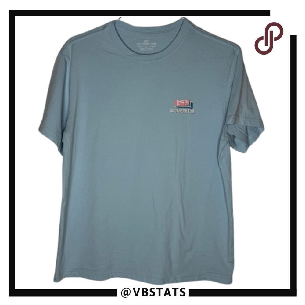 Southern Tide Mens Light Blue‎ Short Sleeve Graphic T-Shirt Size Large